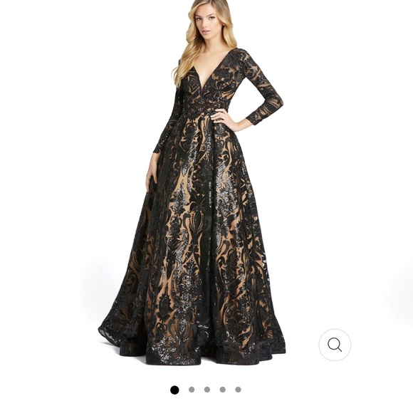 ***IN SEARCH OF*** MAC DUGGAL LONG SLEEVE V-NECK EMBROIDERED BALLGOWN - Picture 2 of 5